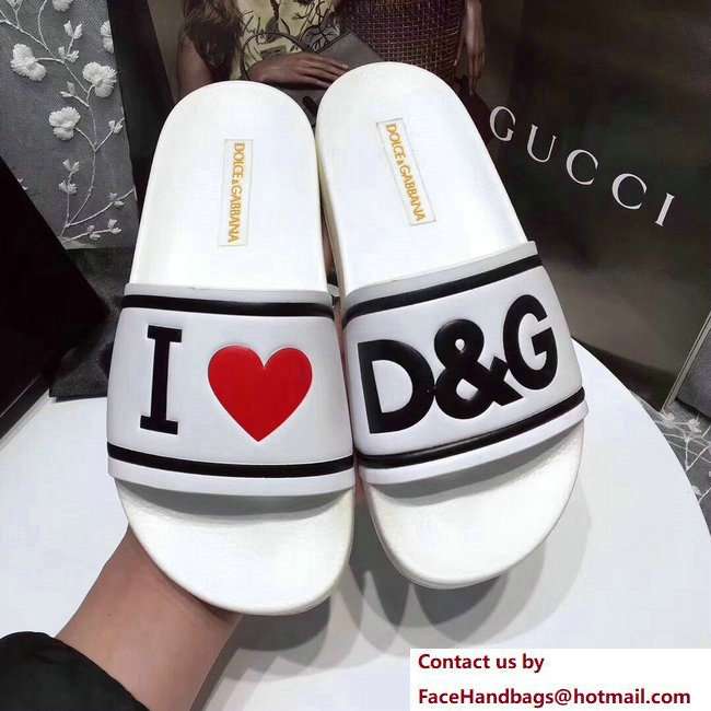 Dolce  &  Gabbana I Love D & G Slippers White 2018